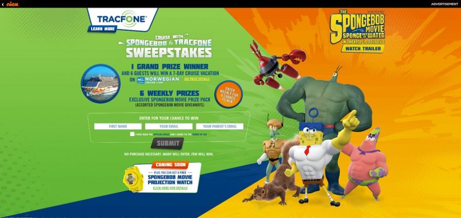 Nickelodeon Cruise Sweepstakes - cruise with spongebob and tracfone sweepstakes nick com Nickelodeon Cruise Sweepstakes - cruise with spongebob and tracfone sweepstakes nick com