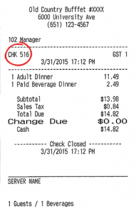 receipt chk number