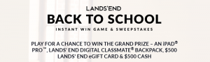 LandsEnd.com/BackToSchoolSweeps - Lands' End Back To School Sweepstakes 2016