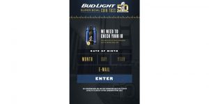 Bud Light Super Bowl Coin Toss Sweepstakes