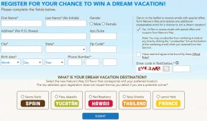 Elevate The Flavor Dream Vacation Giveaway Registration Form