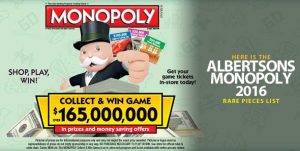 Albertsons Monopoly 2016 Rare Pieces