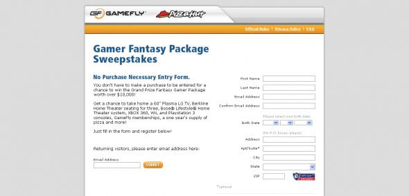 Pizza Hut Fantasy Gamer Sweepstakes