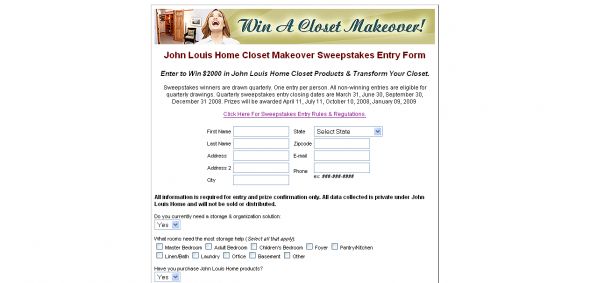 John Louis Home Closet Makeover Sweepstakes