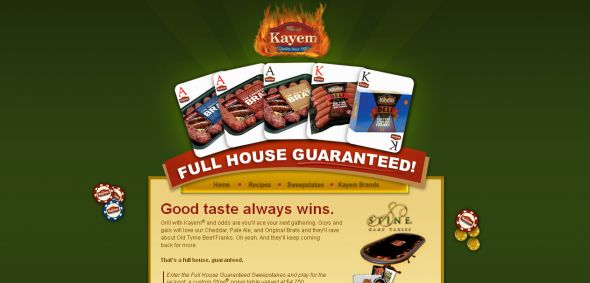 Kayem Full House Guaranteed Sweepstakes Kayem Full House Guaranteed Sweepstakes