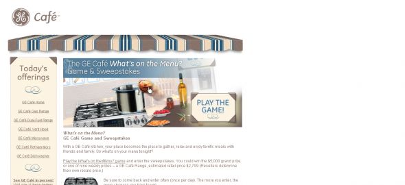 GE Café What’s on the Menu Game and Sweepstakes