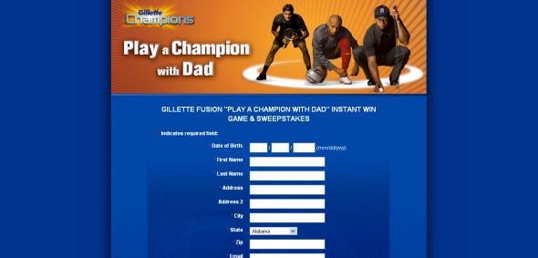 Gillette Fusion – Play a Champion with Dad – Instant Win Game and Sweepstakes
