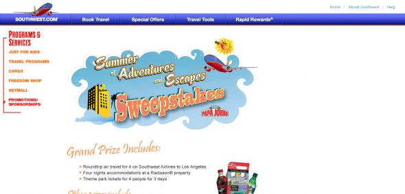 Southwest Airlines – Summer of Adventure and Escapes Sweepstakes Southwest Airlines – Summer of Adventure and Escapes Sweepstakes