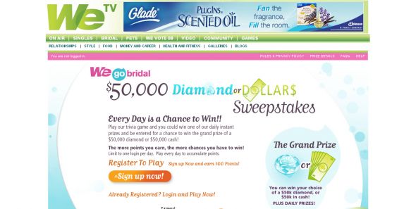 WE tv – $50,000 Diamond or Dollars Sweepstakes
