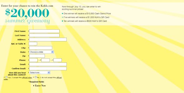 Kohls.com $20,000 Summer Sweepstakes