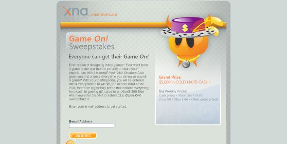 XNA Game On! Sweepstakes