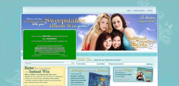Where Will the Traveling Pants Take You? Sweepstakes & Instant Win Game