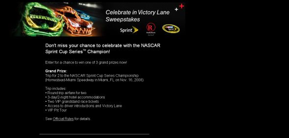 Celebrate Victory Lane Sweepstakes