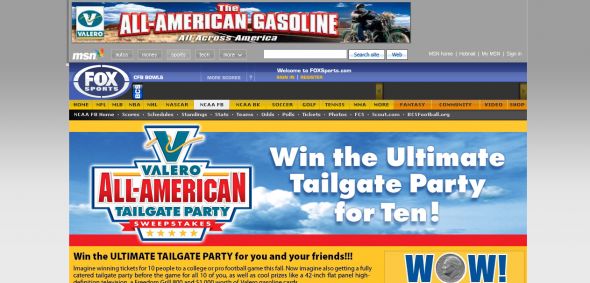 FOX Sports on MSN – Valero All-American Tailgate Party Sweepstakes