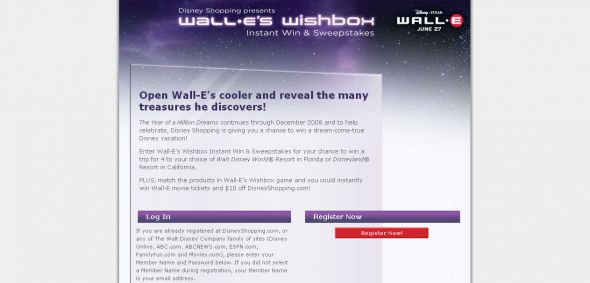 Disney – Wall-E’s Wishbox Instant Win & Sweepstakes