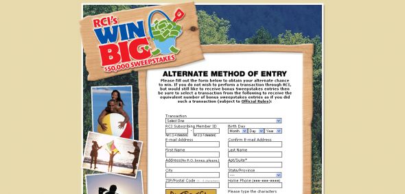 RCI’s Win Big $50,000 Sweepstakes RCI’s Win Big $50,000 Sweepstakes