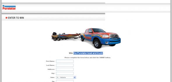 2008 Purolator Boat/Truck Sweepstakes
