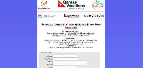 Moods of Australia Sweepstakes