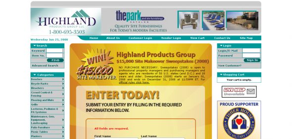 Highland Products Group $15,000 Site Makeover Sweepstakes