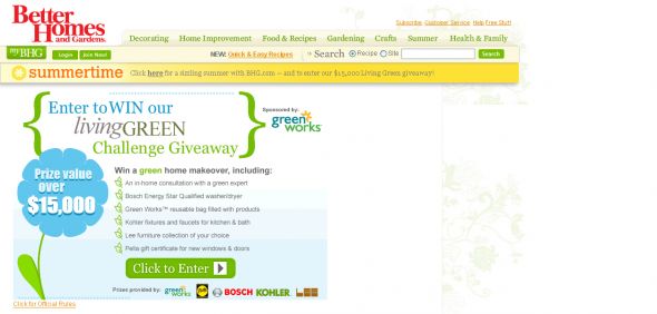 Better Homes & Gardens Online - $15,000 Living Green Giveaway