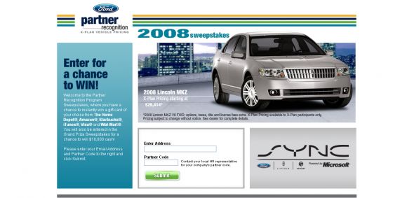 Ford Partner Recognition 2008 Instant Win Game