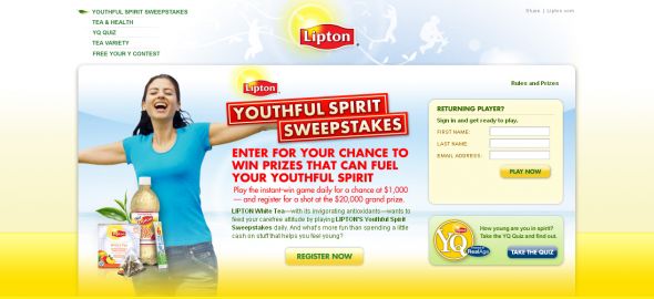 Lipton White Tea – Youthful Spirit Instant Win Game & Sweepstakes