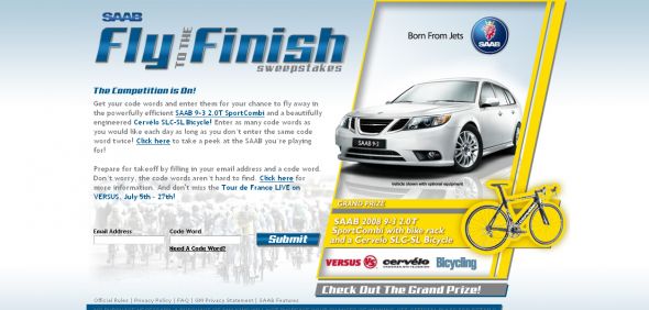 SAAB Fly to the Finish Sweepstakes SAAB Fly to the Finish Sweepstakes