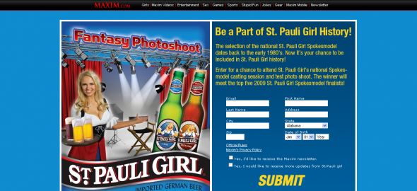 MAXIM.com – St. Pauli Girl Fantasy Photo Shoot Sweepstakes