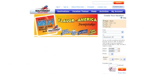 Southwest Airlines – Discover The Flavor of America Sweepstakes