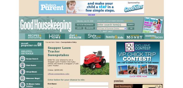 Good Housekeeping – Snapper Lawn Tractor Sweepstakes Good Housekeeping – Snapper Lawn Tractor Sweepstakes