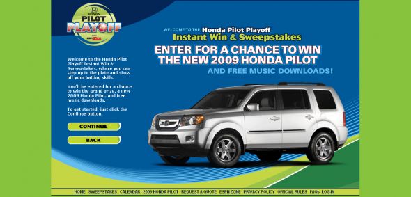 2009 Honda Pilot Playoff Instant Win & Sweepstakes