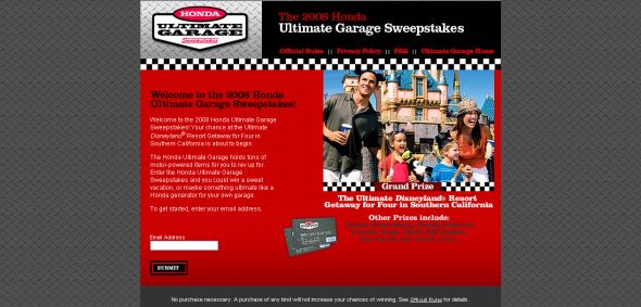 2008 Honda Ultimate Garage Sweepstakes