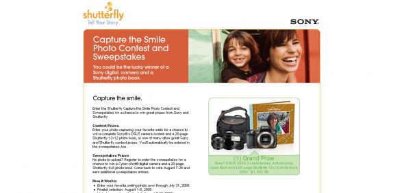 Shutterfly – Capture the Smile Photo Contest and Sweepstakes