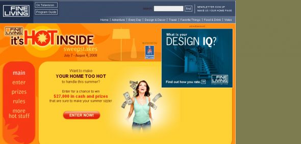 Fine Living Network – It’s Hot Inside sweepstakes
