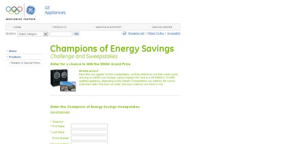 GE Appliances – Champions of Energy Savings Challenge and Sweepstakes