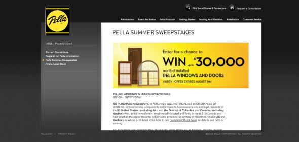 Pella – Windows & Doors Sweepstakes