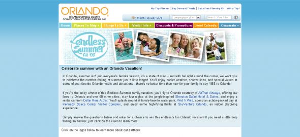 OrlandoInfo.com – Orlando’s Endless Summer Sweepstakes