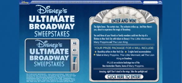 Disney’s Ultimate Broadway Sweepstakes