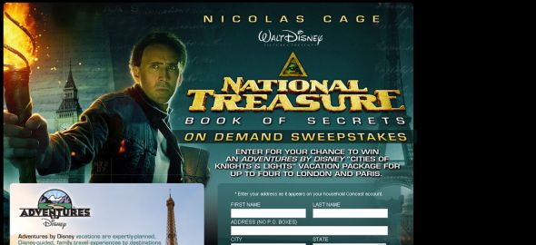 The National Treasure: Book of Secrets On Demand Sweepstakes