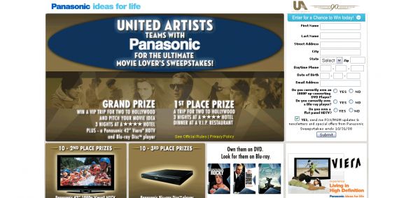 United Artists / Panasonic 90th Anniversary Sweepstakes
