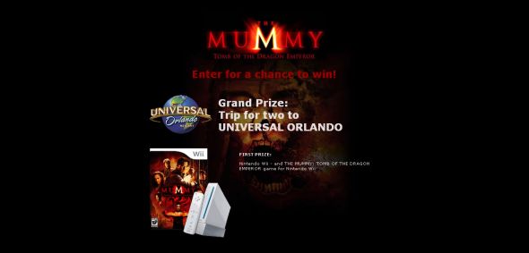 The Mummy: Tomb of the Dragon Emperor Sweepstakes