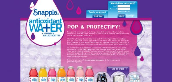 Snapple Antioxidant Water – Pop & Protectify! Instant Win Game