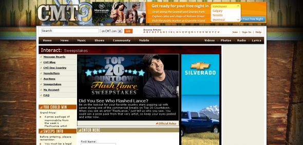 CMT.com – FlashLance/Top 20 Sweepstakes
