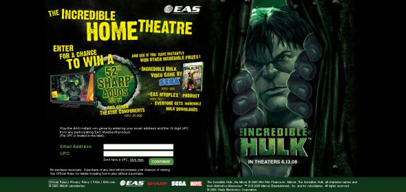 The Incredible Home Theater Instant Win Game and Sweepstakes
