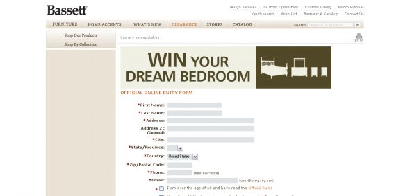 Bassett Furniture – Bedroom Giveaway Sweepstakes Bassett Furniture – Bedroom Giveaway Sweepstakes
