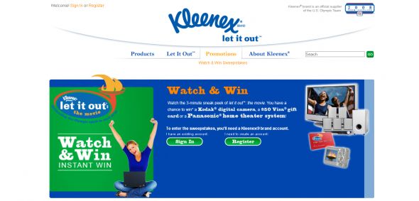 Kleenex.com – Watch and Win Sweepstakes