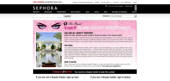 Sephora – Too Faced V.Eye.P. Island Escape Sweepstakes