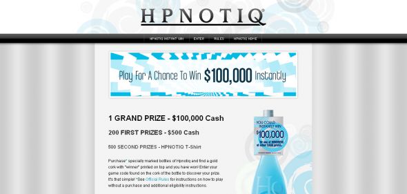 Hpnotiq Under The Cap Instant Win Game