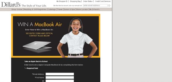 Dillards.com - Take an Apple Back to School Sweepstakes