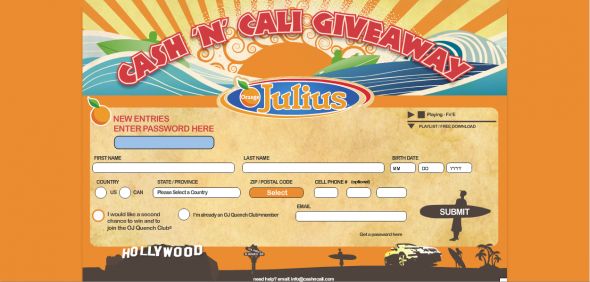 Orange Julius – Cash ‘N’ Cali Giveaway Contest